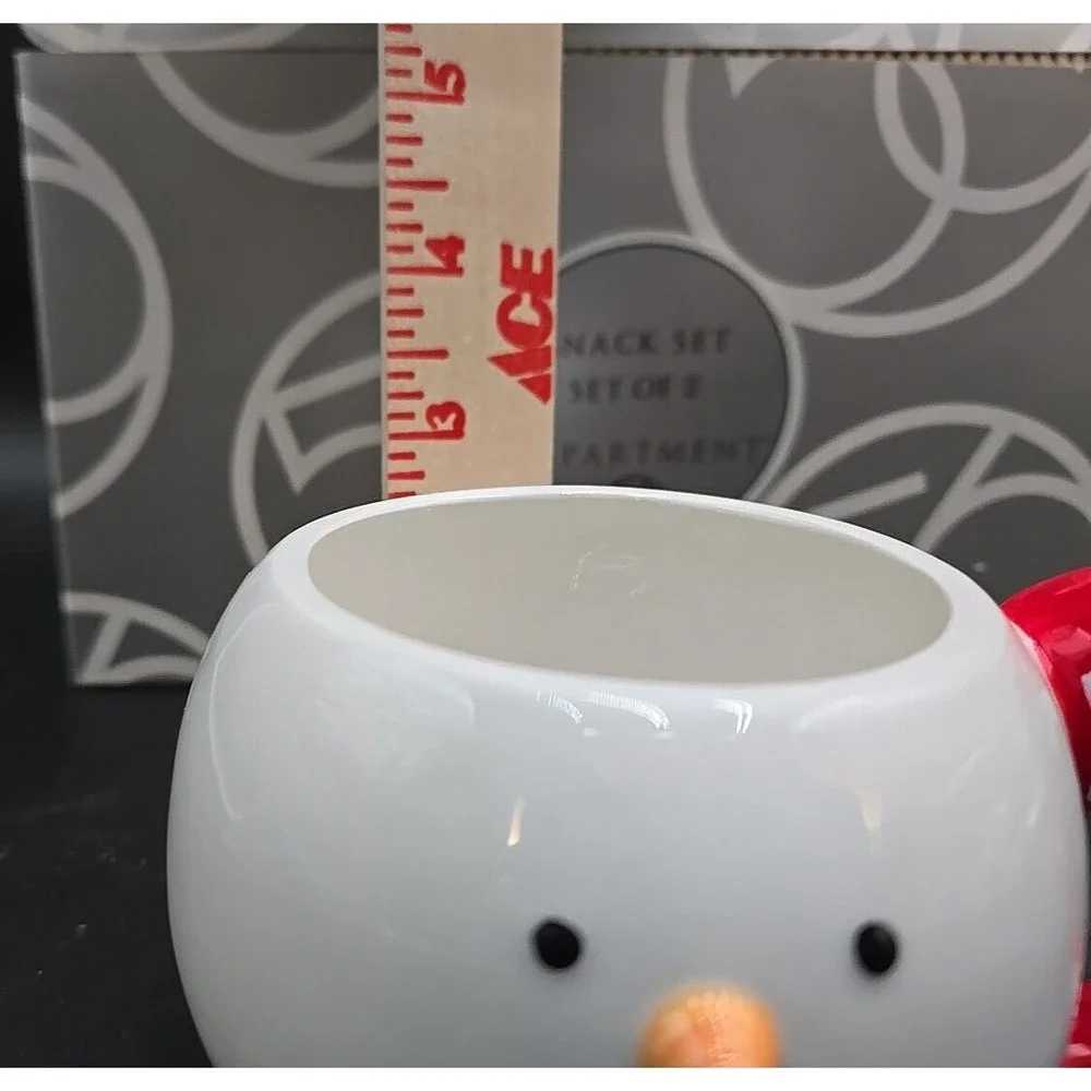 Snowman Red White Snack Plate Cup Mug. Christmas Seasonal Department 56 w/box‎